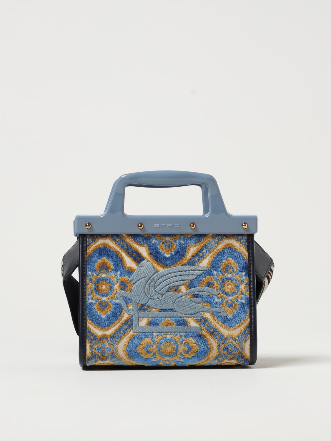 Love Trotter Small Jacquard Tote Bag in Blue - Etro