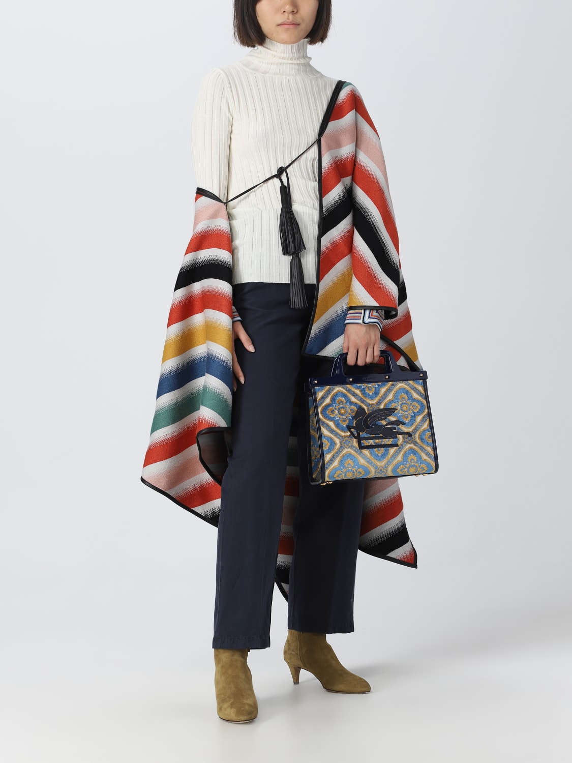 Love Trotter Small Jacquard Tote Bag in Blue - Etro