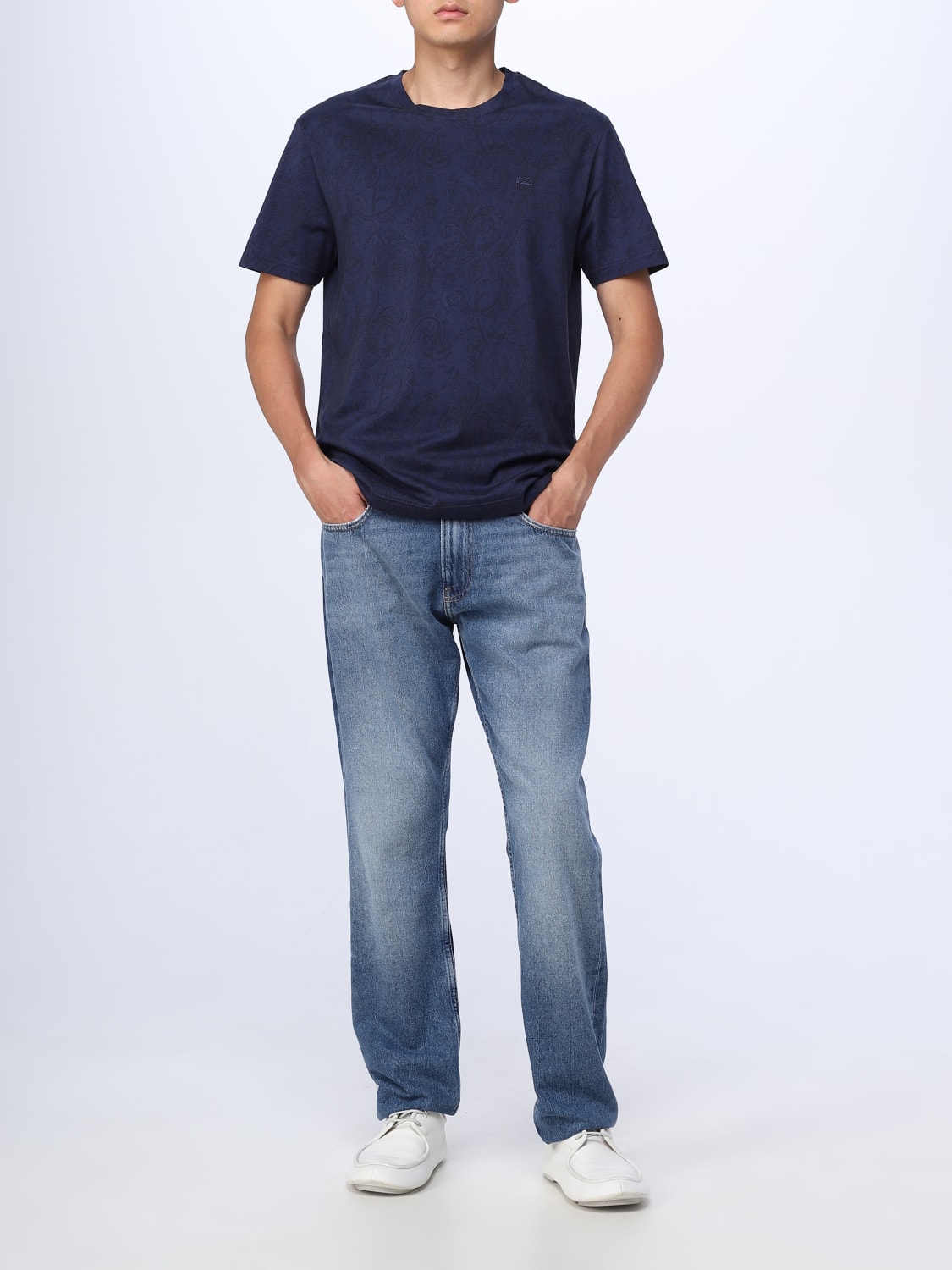 ETRO: cotton t-shirt - Blue | Etro t-shirt 1Y0209609 online at GIGLIO.COM
