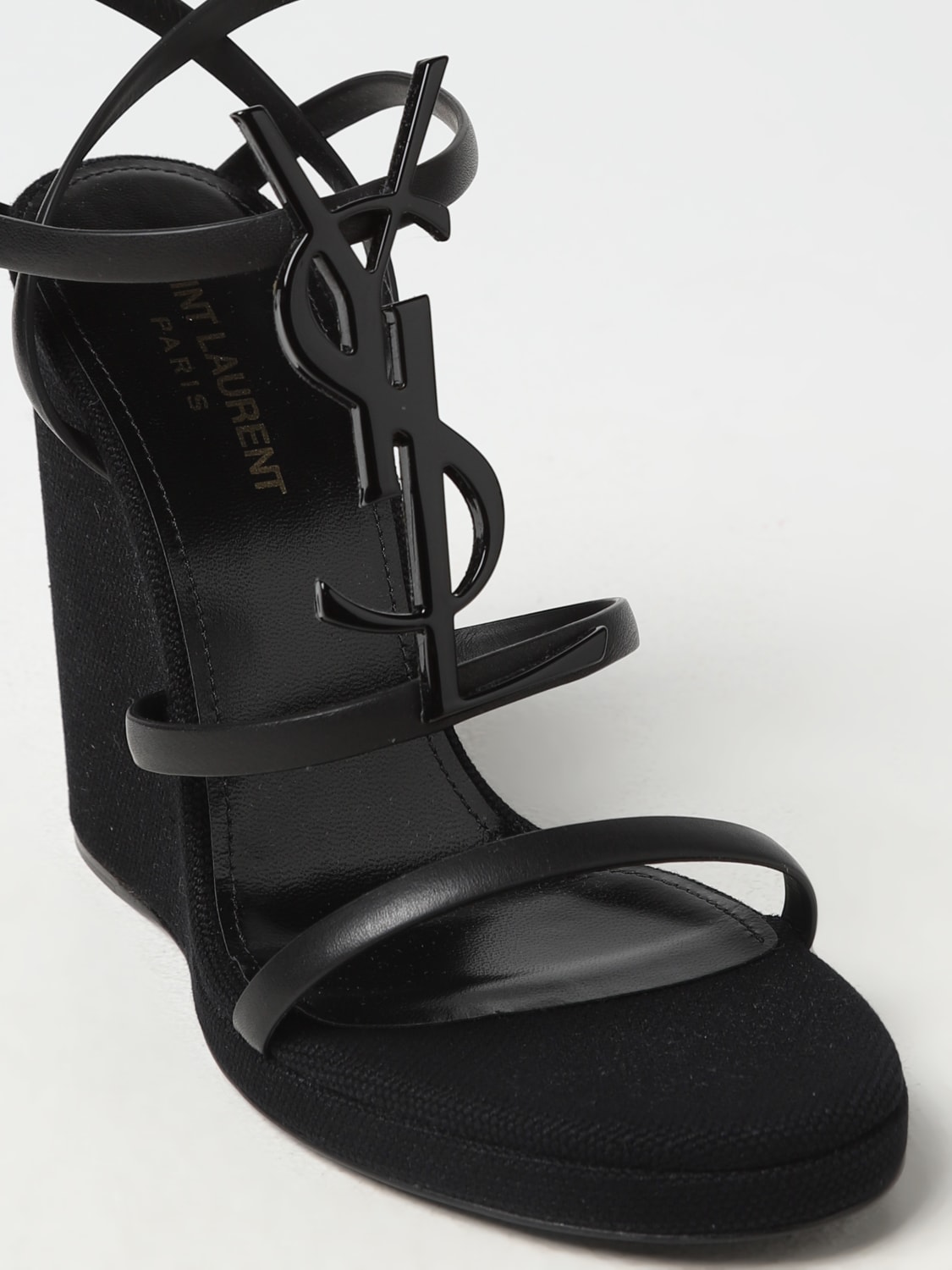 SAINT LAURENT: wedge shoes for woman - Black | Saint Laurent wedge ...