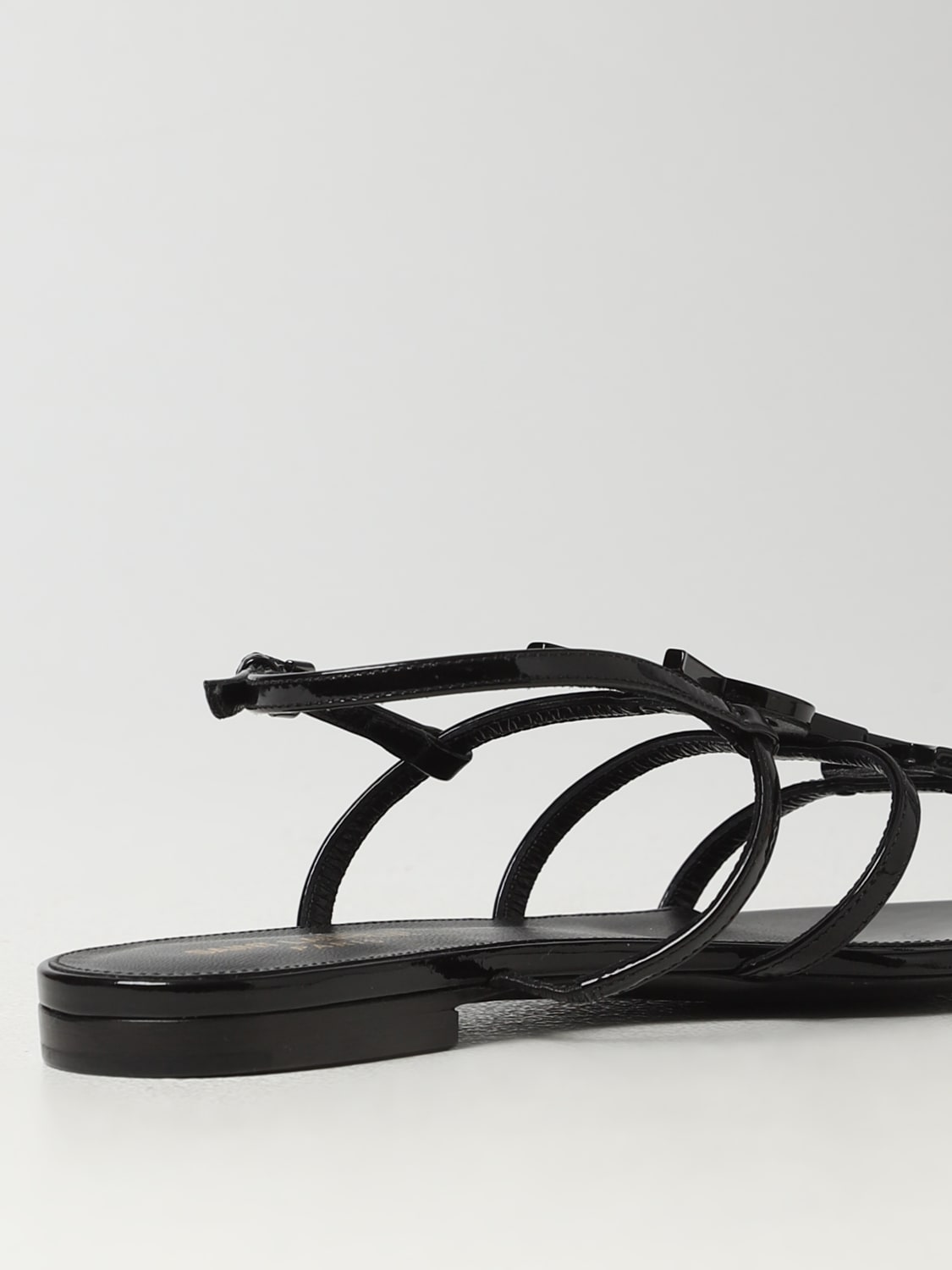SAINT LAURENT: flat sandals for woman - Black | Saint Laurent flat ...