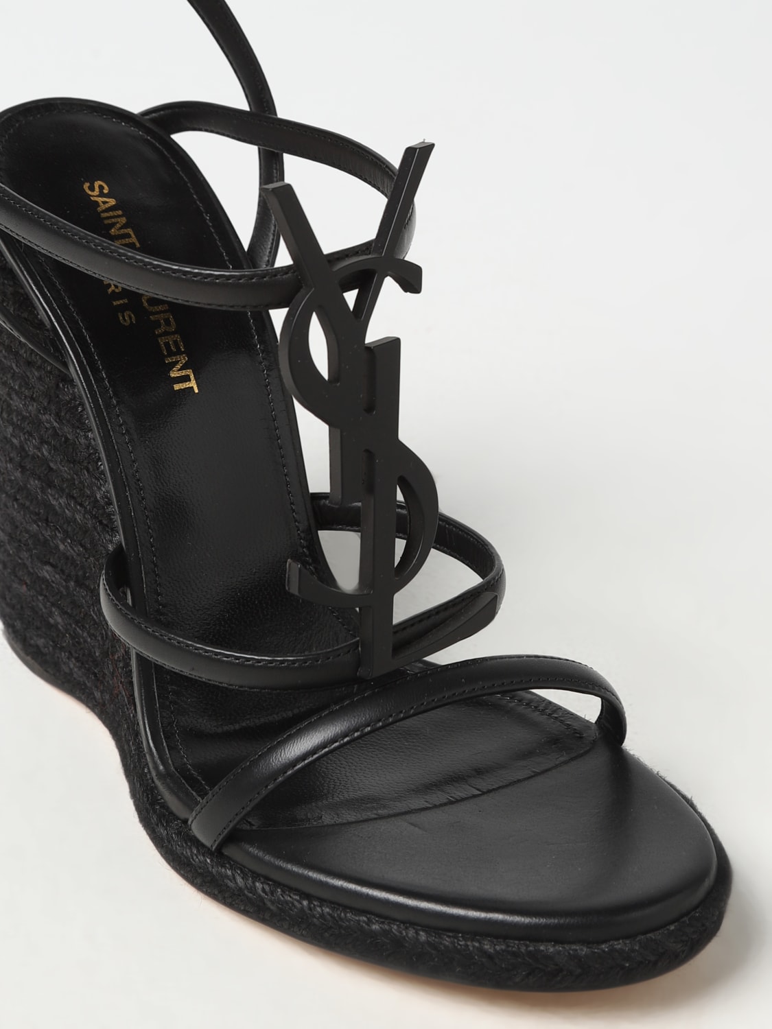 SAINT LAURENT: wedge shoes for women - Black | Saint Laurent wedge ...
