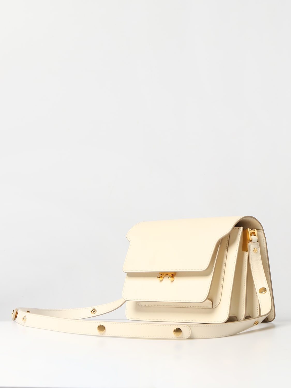 Totes bags Marni - Beige and white saffiano leather bag