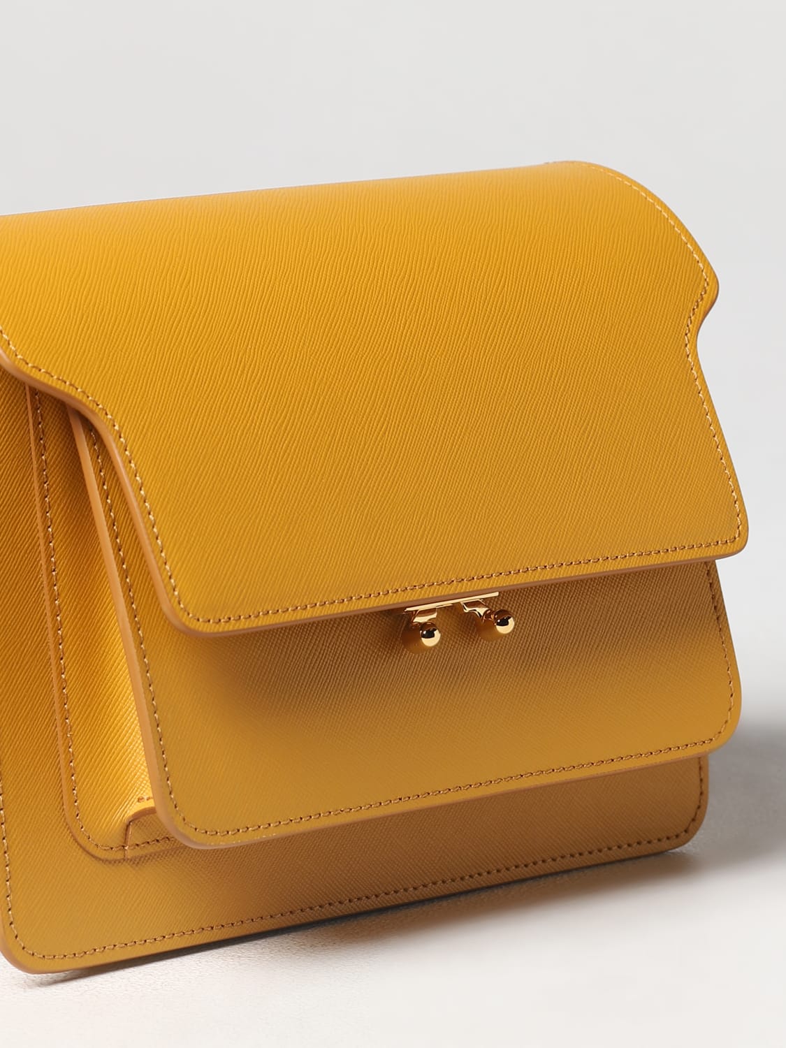 Marni Trunk Mini Leather Shoulder Bag in Yellow