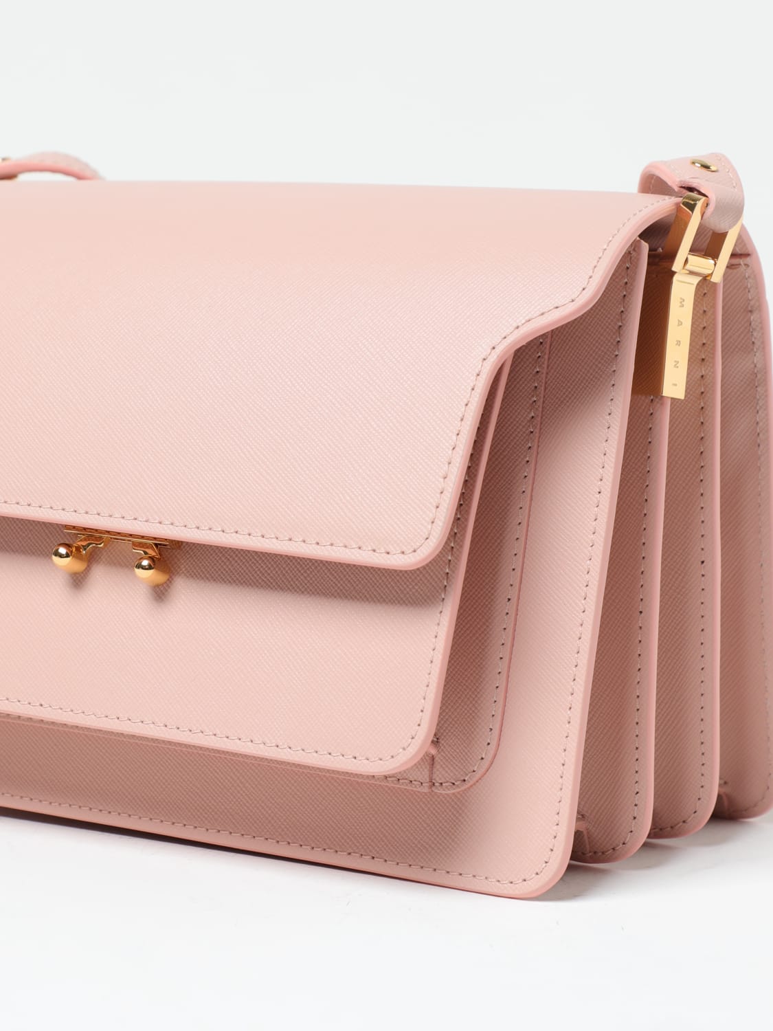 Marni Trunk Leather Shoulder Bag Medium / Pink