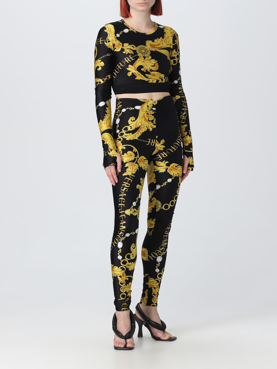 VERSACE JEANS COUTURE: top with baroque print - Black