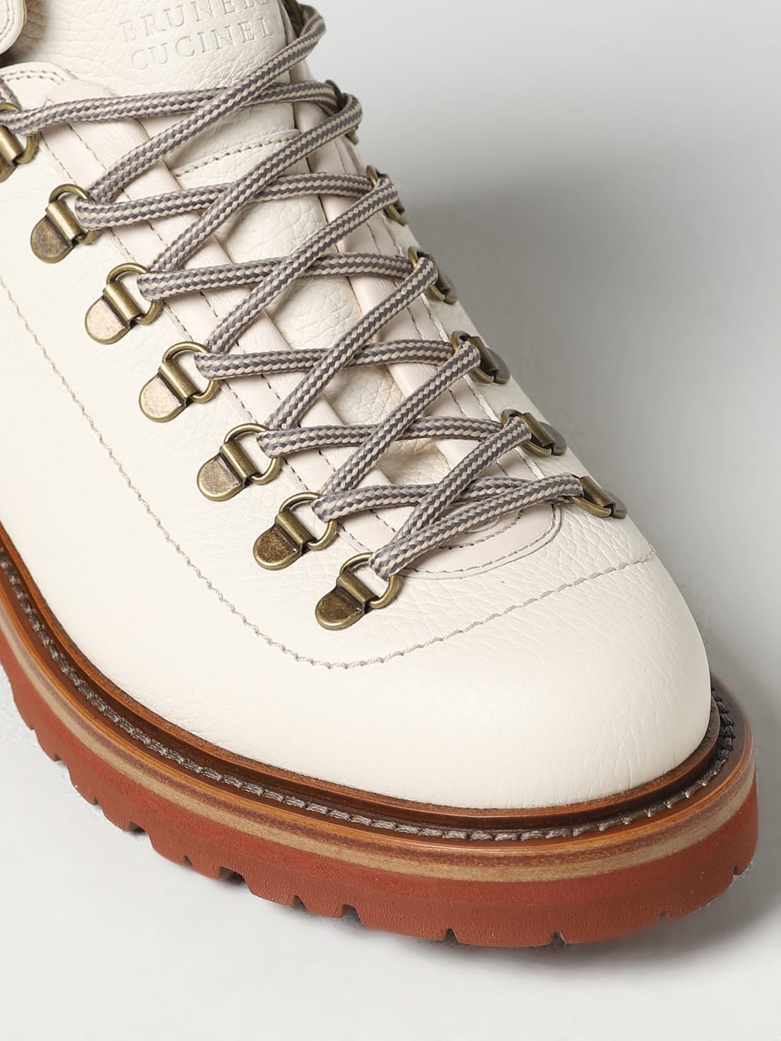 BRUNELLO CUCINELLI: ankle boots in grained leather - White | Brunello ...