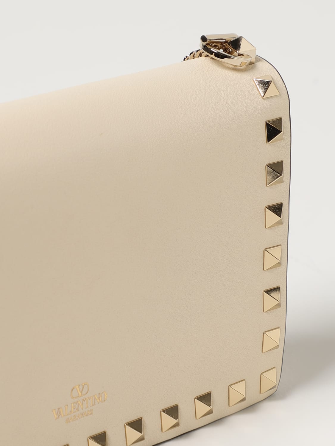 VALENTINO GARAVANI: Rockstud bag in leather with studs - Ivory