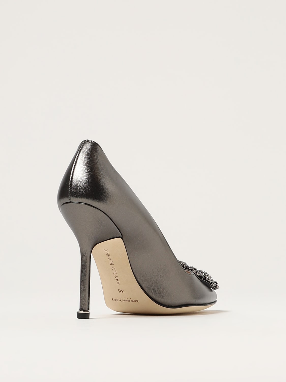 MANOLO BLAHNIK: Hangisi pumps in laminated nappa with jewel buckle ...