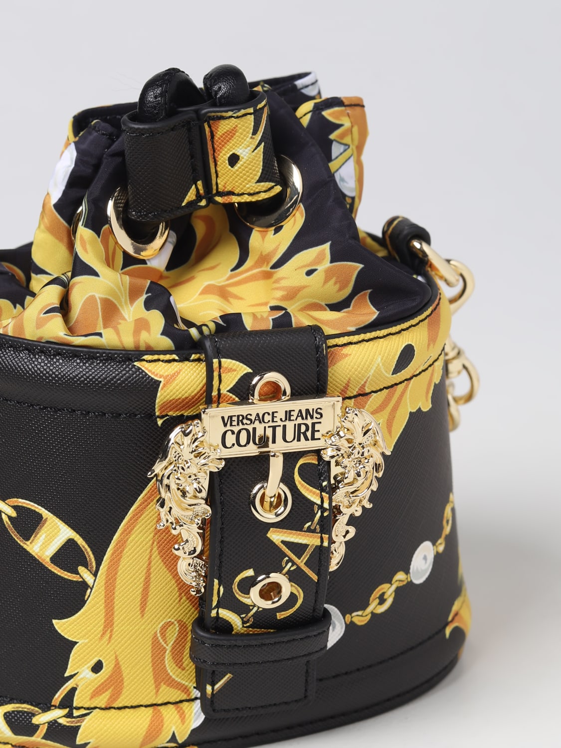 VERSACE JEANS COUTURE: bag in saffiano synthetic leather with Baroque ...