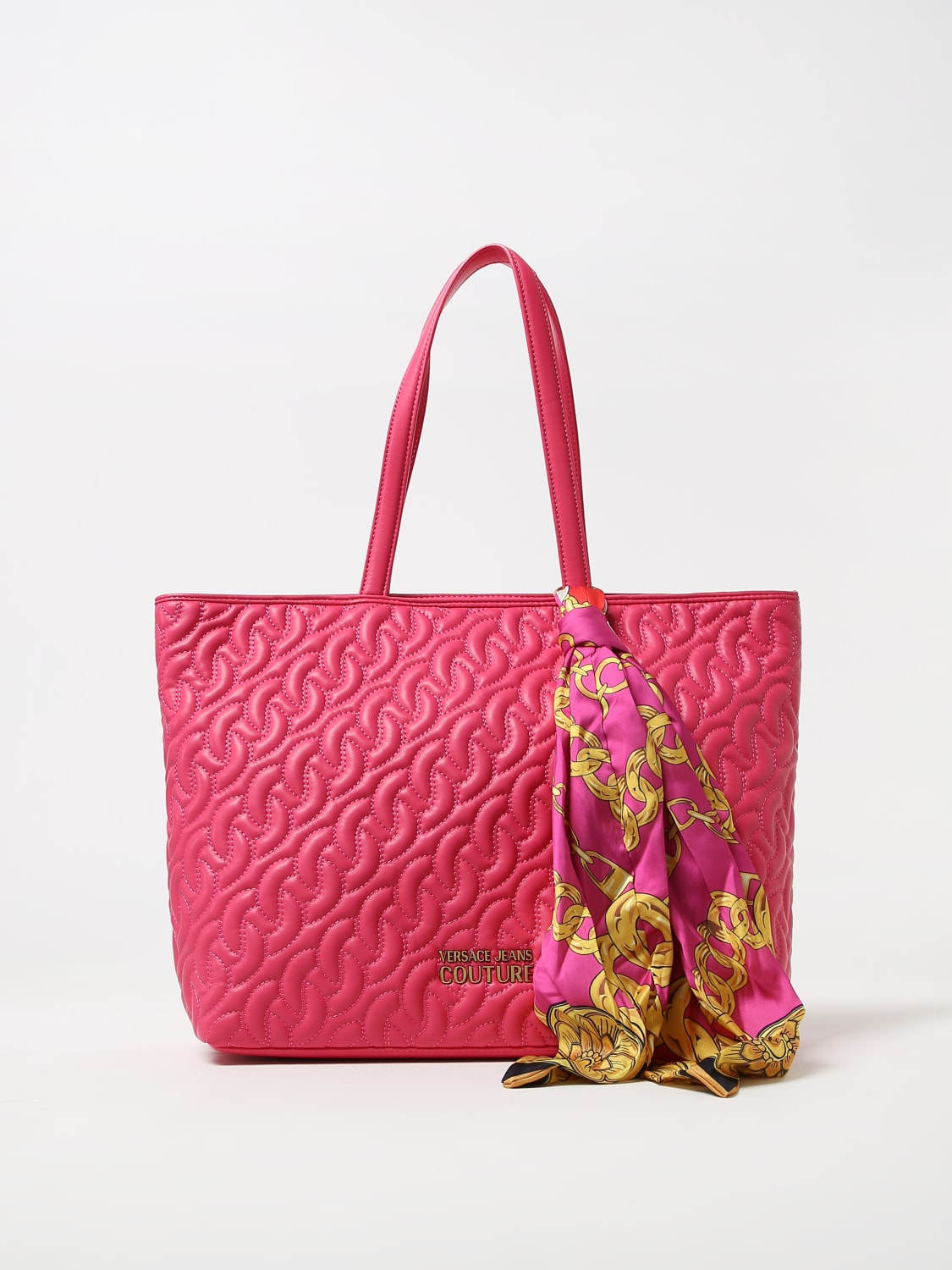 VERSACE JEANS COUTURE: bag in quilted synthetic leather - Fuchsia