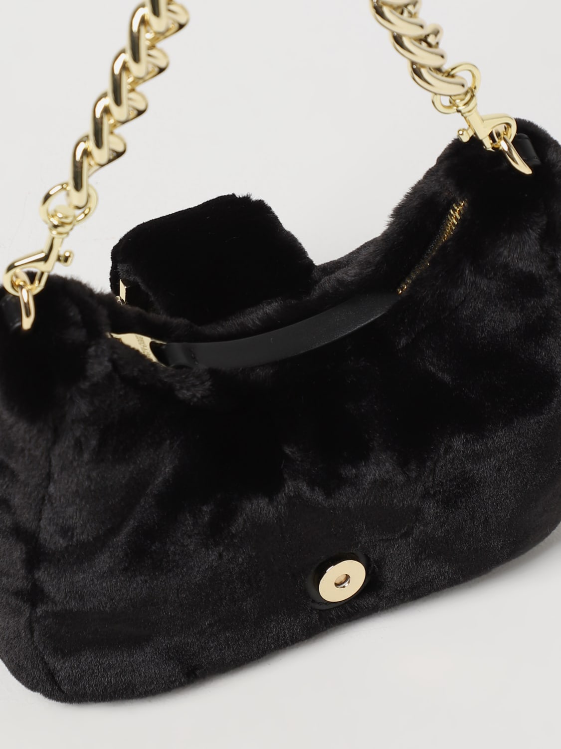 Fur & Leather Chain Shoulder Bag