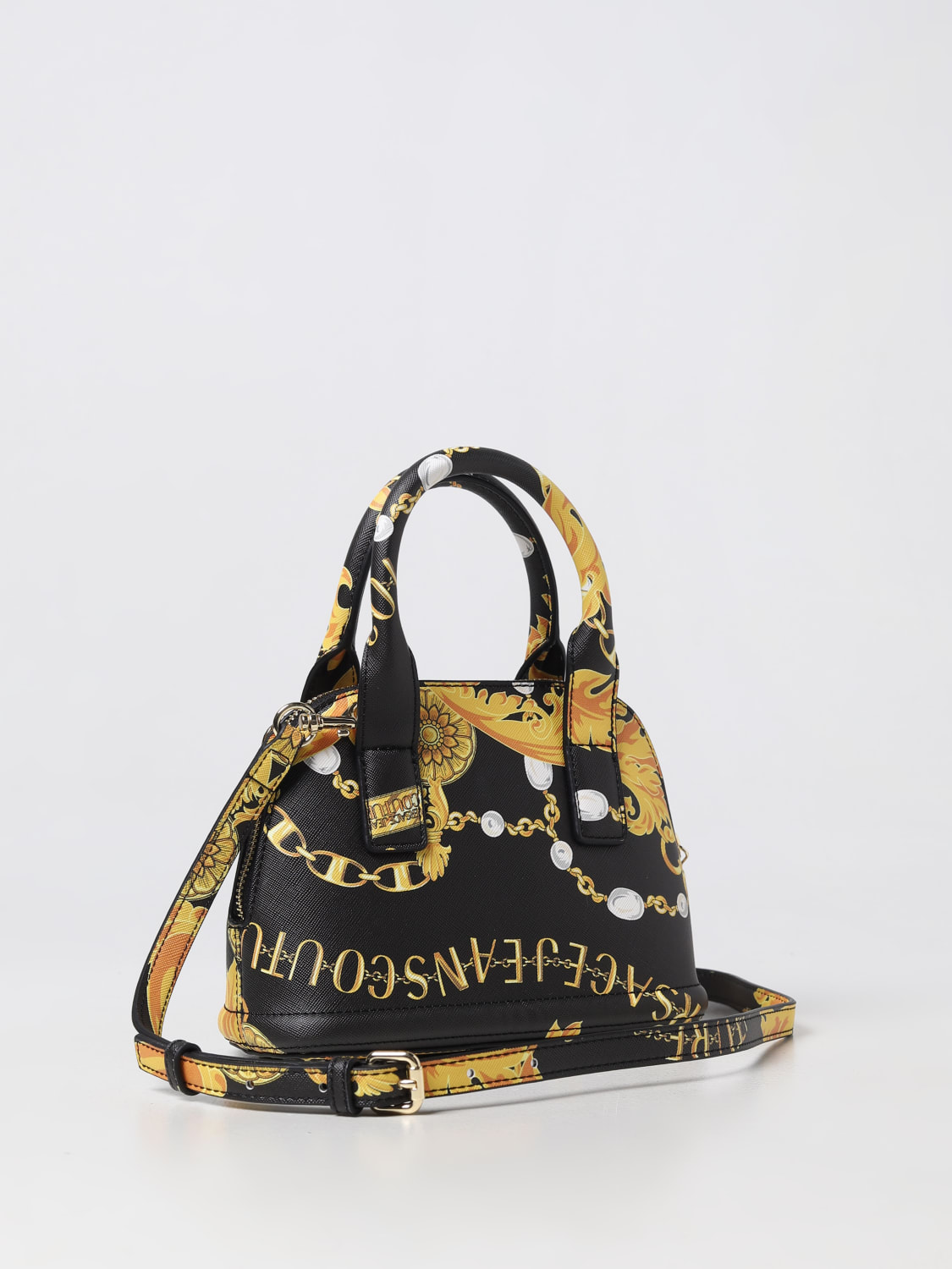 Versace Baroque Print Saffiano Leather Tote Bag