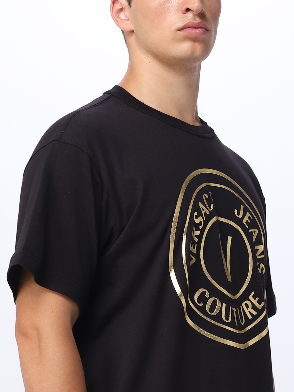 VERSACE JEANS COUTURE：Tシャツ メンズ - ブラック | GIGLIO