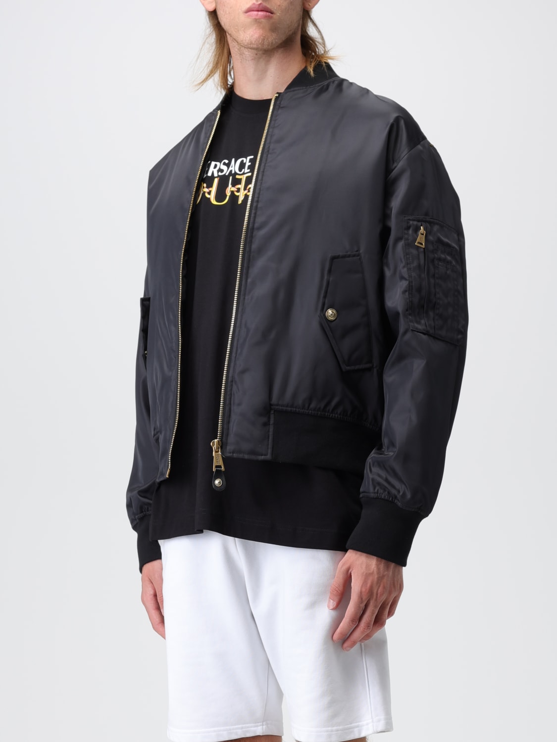 VERSACE JEANS COUTURE: jacket in nylon - Black | Versace Jeans Couture ...