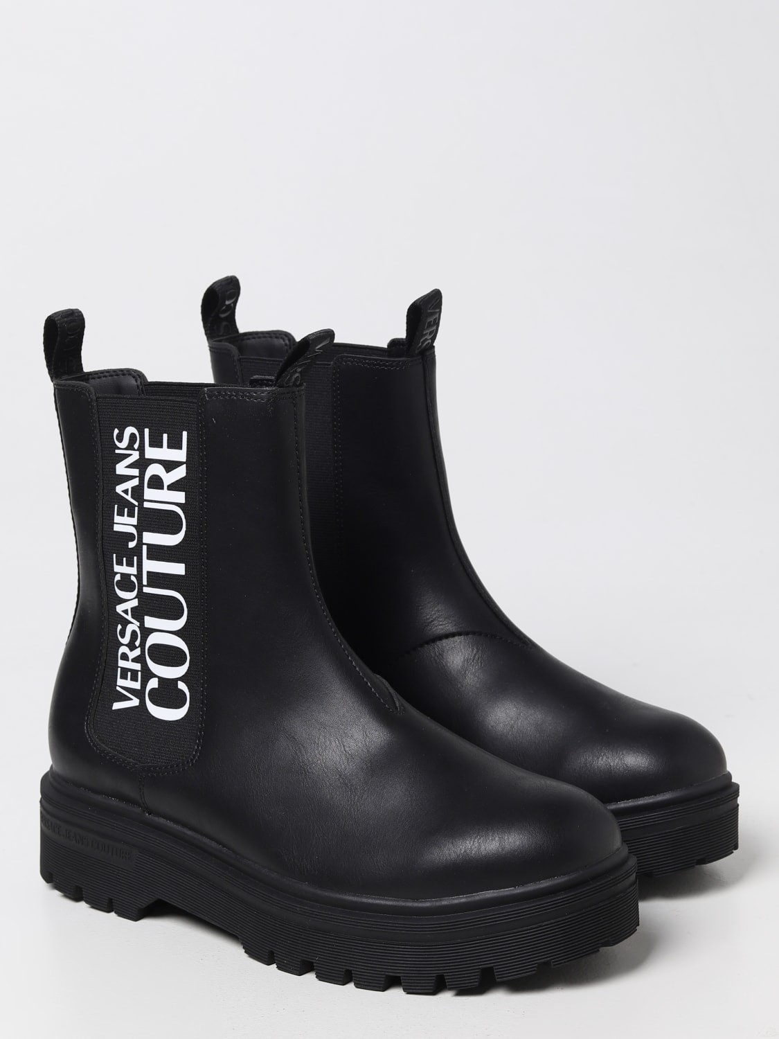 VERSACE JEANS COUTURE: ankle boots in leather - | Versace Jeans Couture boots online at