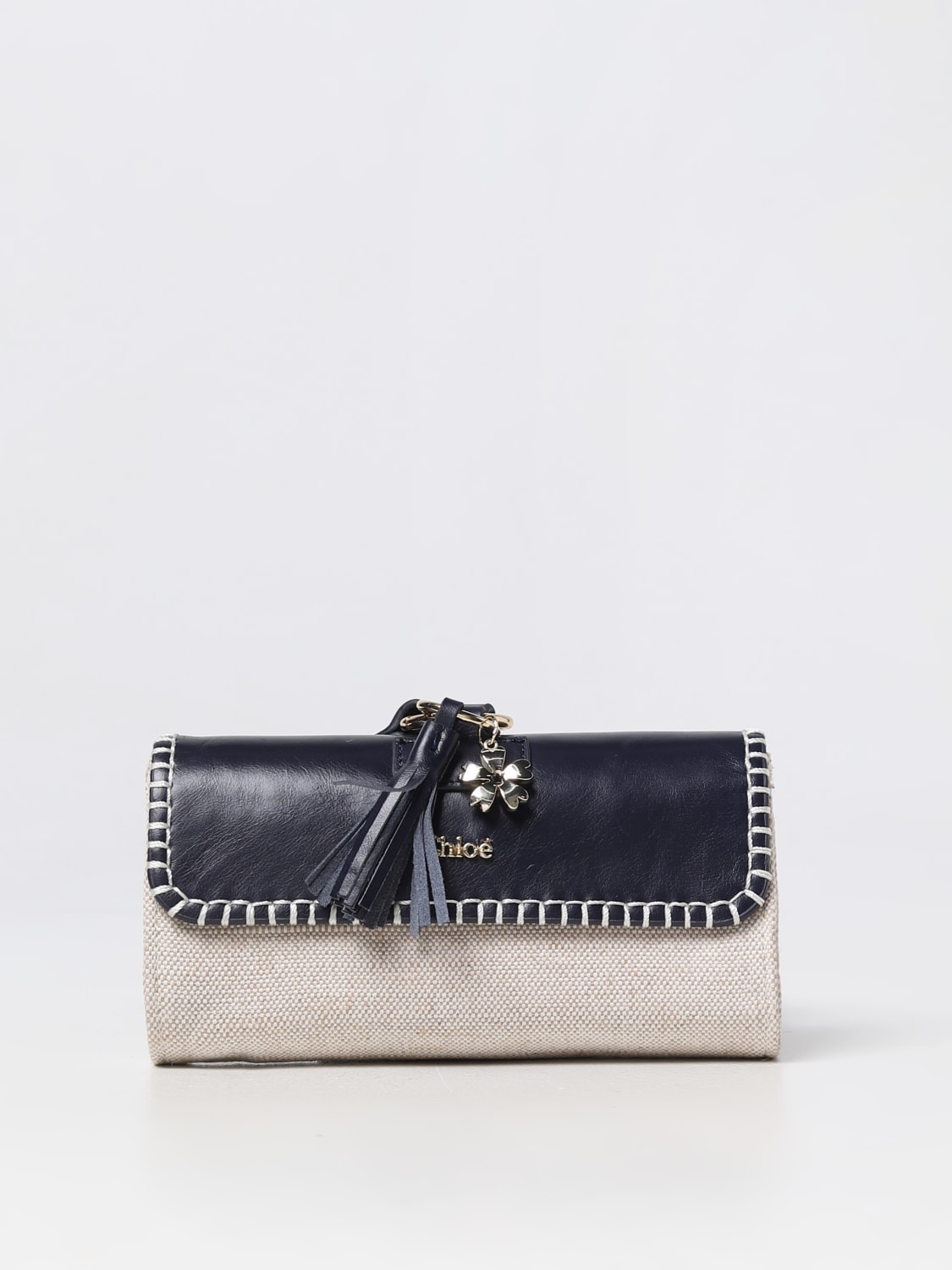 CHLOÉ: bag in canvas and leather - Blue  Chloé clutch C10324 online at