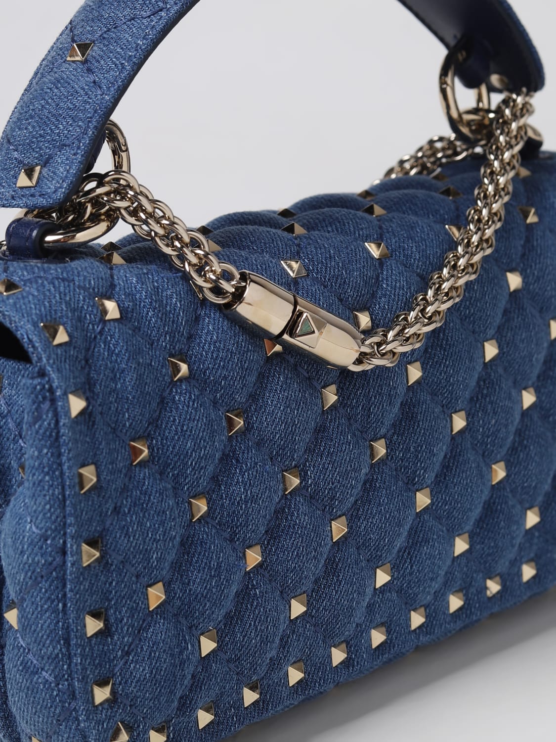 Valentino Garavani Light Blue Valentino Rockstud Spike Mini Backpack In  Quilted Leather