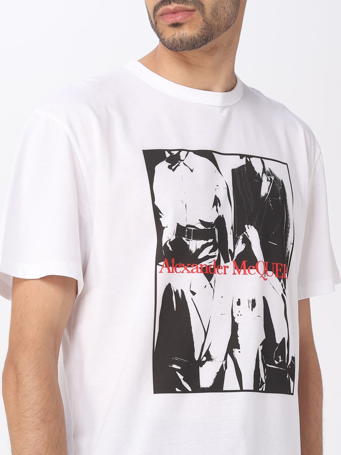 ALEXANDER MCQUEEN: cotton T-shirt with graphic print - White ...