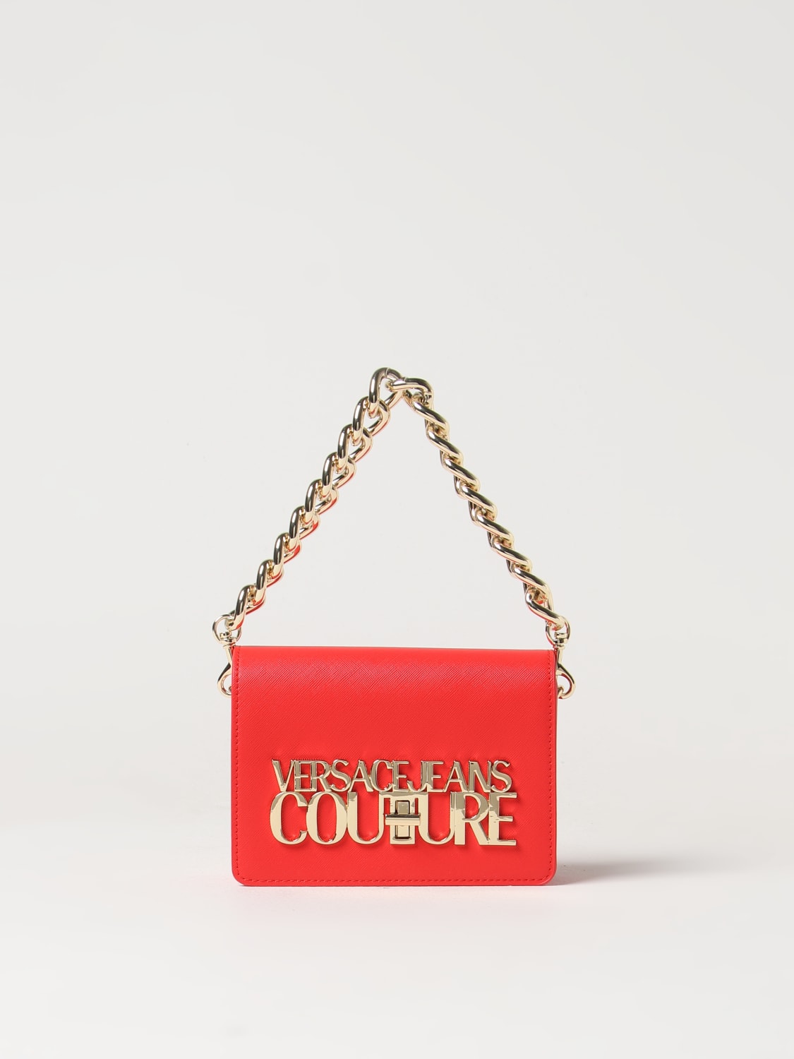 VERSACE JEANS COUTURE: bag in synthetic saffiano leather - Red
