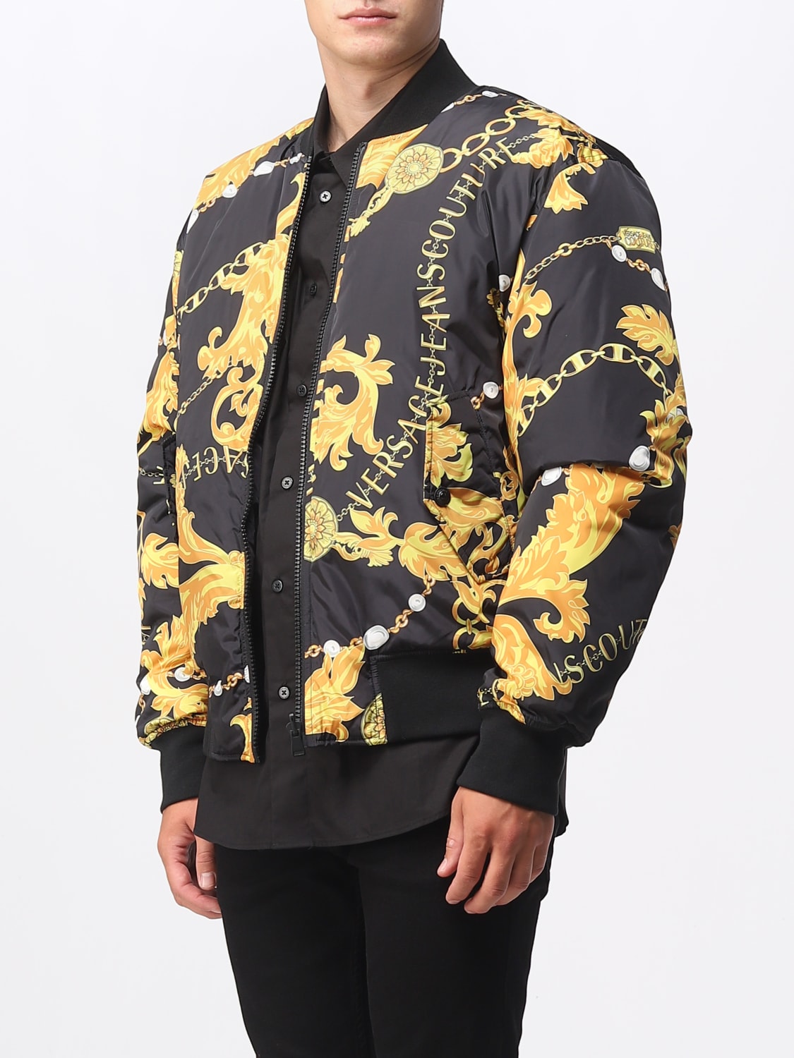 VERSACE JEANS COUTURE: jacket for man Black | Versace Jeans Couture jacket 75GASD04CQS70 online on GIGLIO.COM