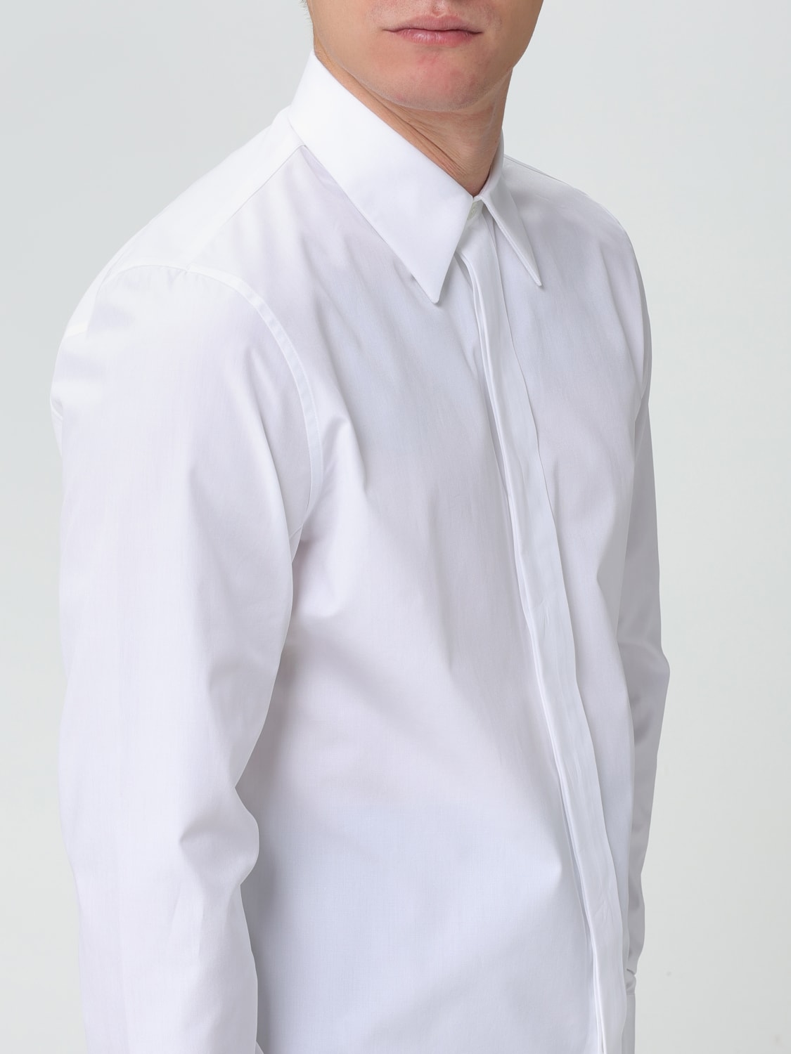 Alexander McQueen Logo Collar Cotton Long-Sleeve Shirt