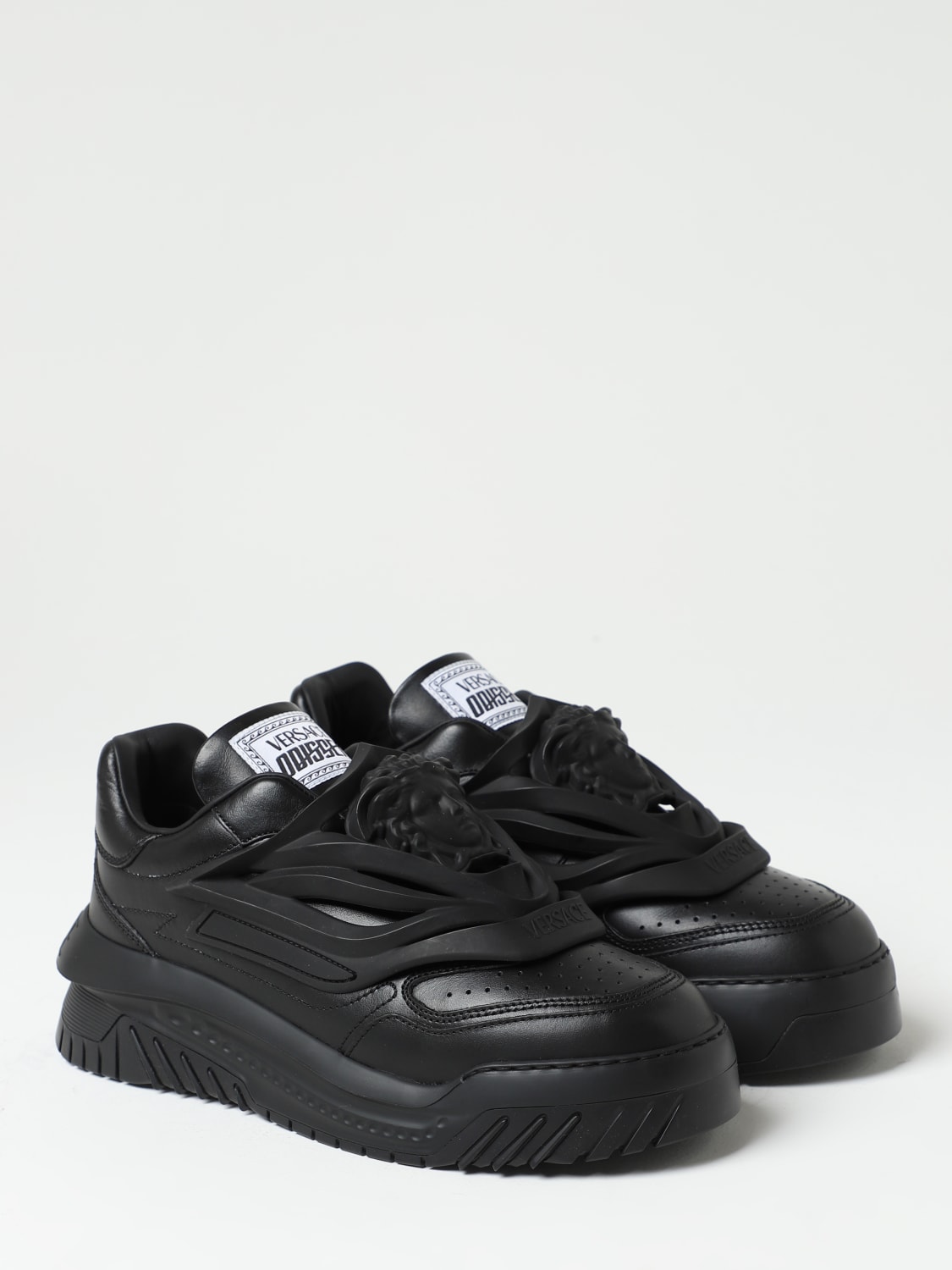 VERSACE: Odyssey sneakers in nappa leather with Medusa - Black ...