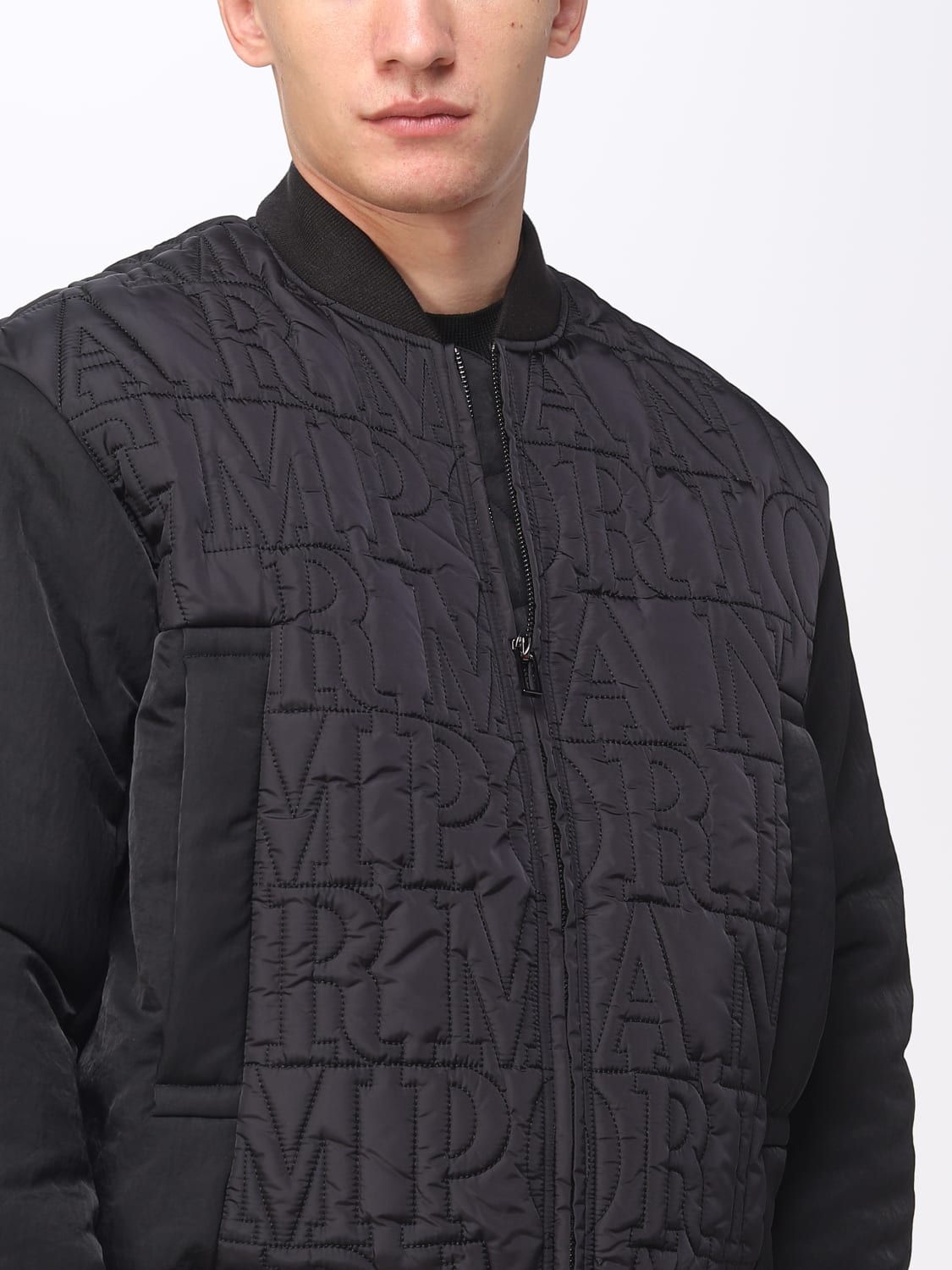 Buy EMPORIO ARMANI Regular Fit Leather Bomber Jacket, Black Color Men