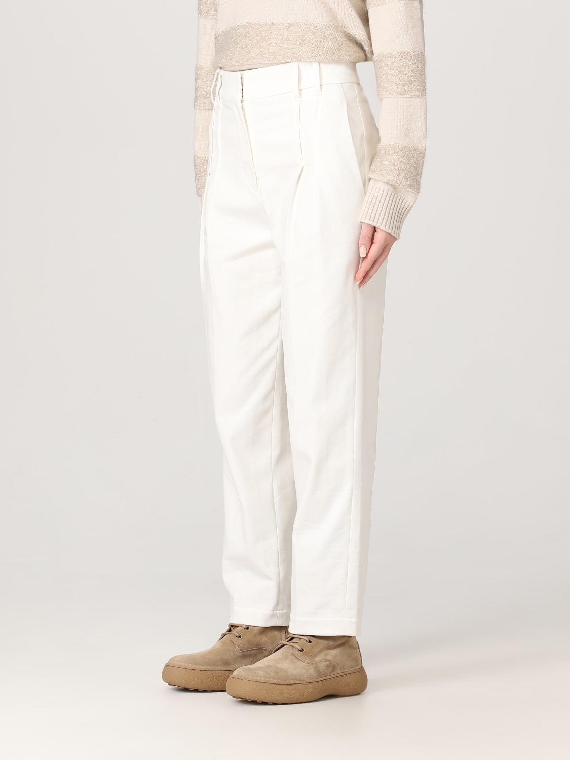 Trousers Brunello Cucinelli Woman Colour White