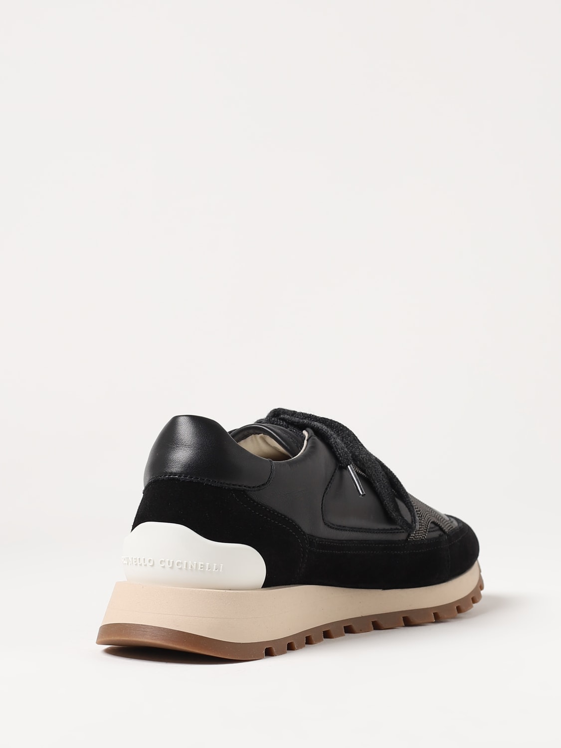 BRUNELLO CUCINELLI: sneakers in leather with jewel - Black | Brunello ...