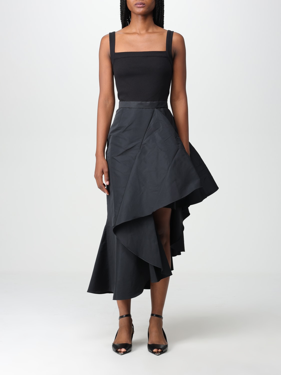 ALEXANDER MCQUEEN: dress in stretch cotton and polyfille - Black ...