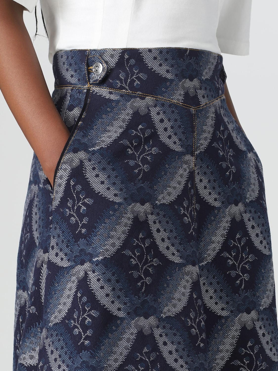 Etro Outlet: top in jacquard denim - Denim