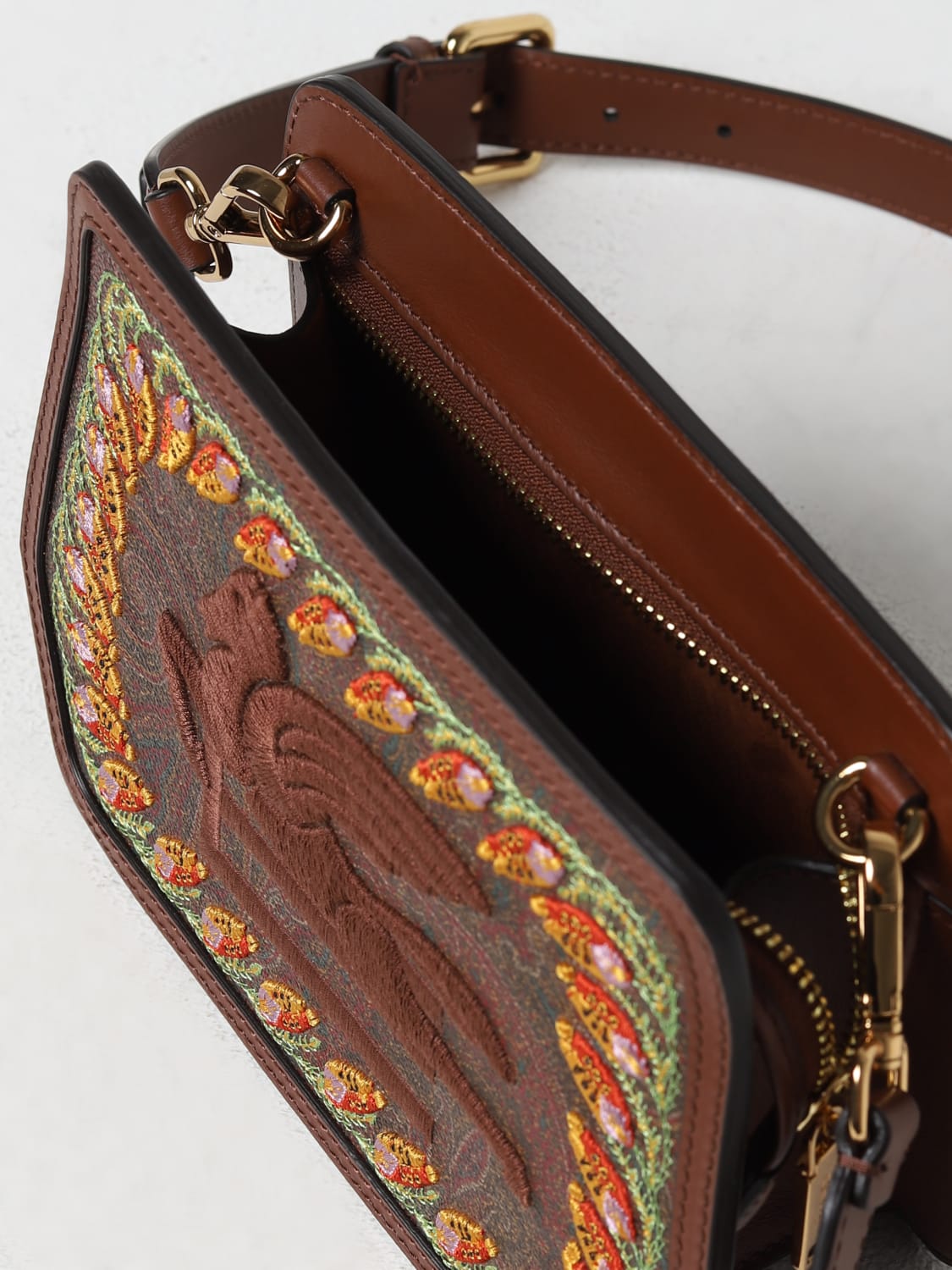 ETRO: bag in cotton with Paisley jacquard - Brown