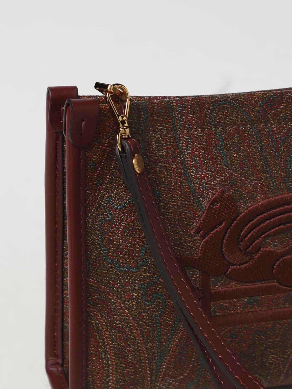 logo-detail zipped clutch bag, ETRO