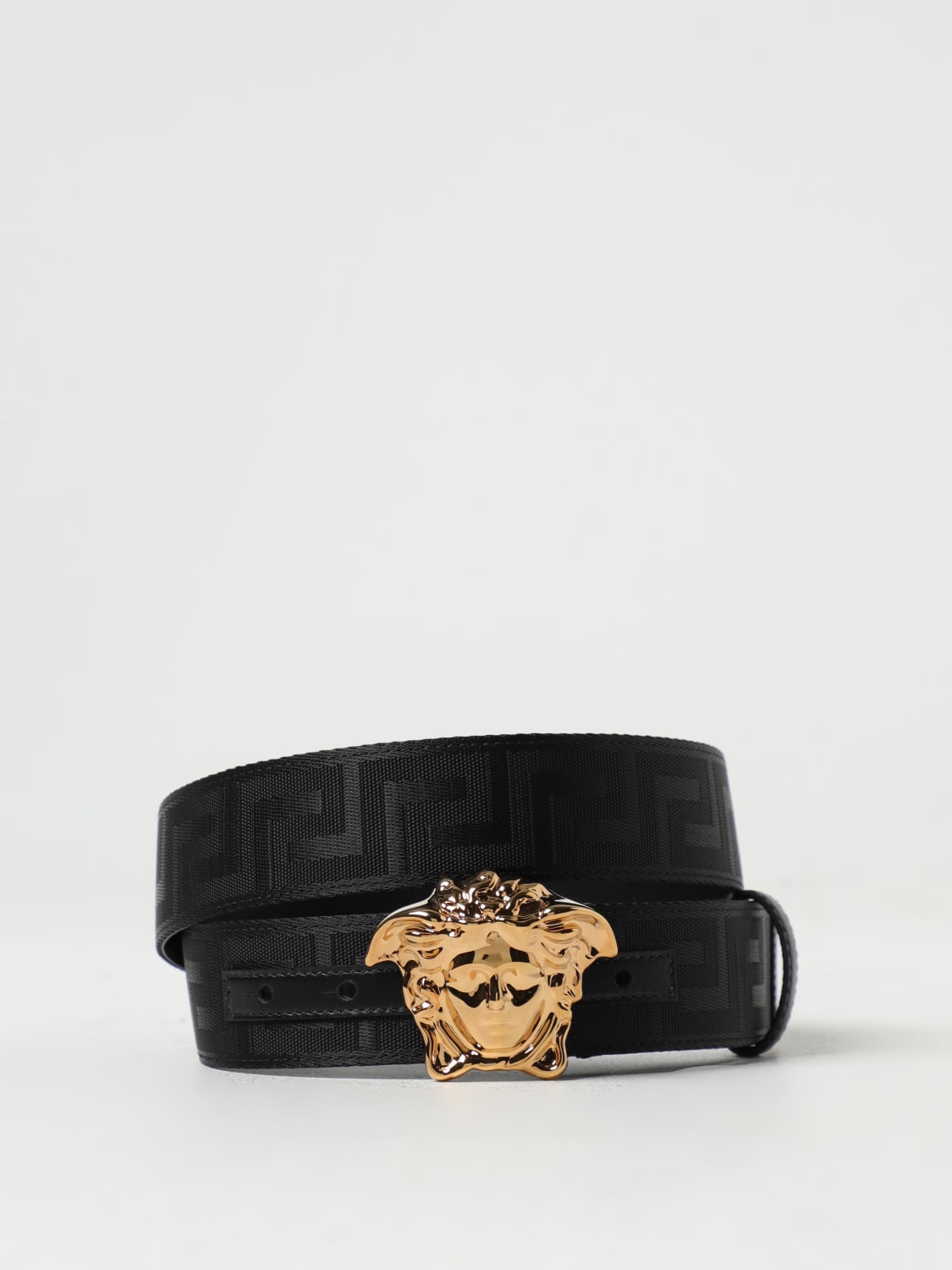 Versace Men's La Medusa Leather Belt - Black - Belts