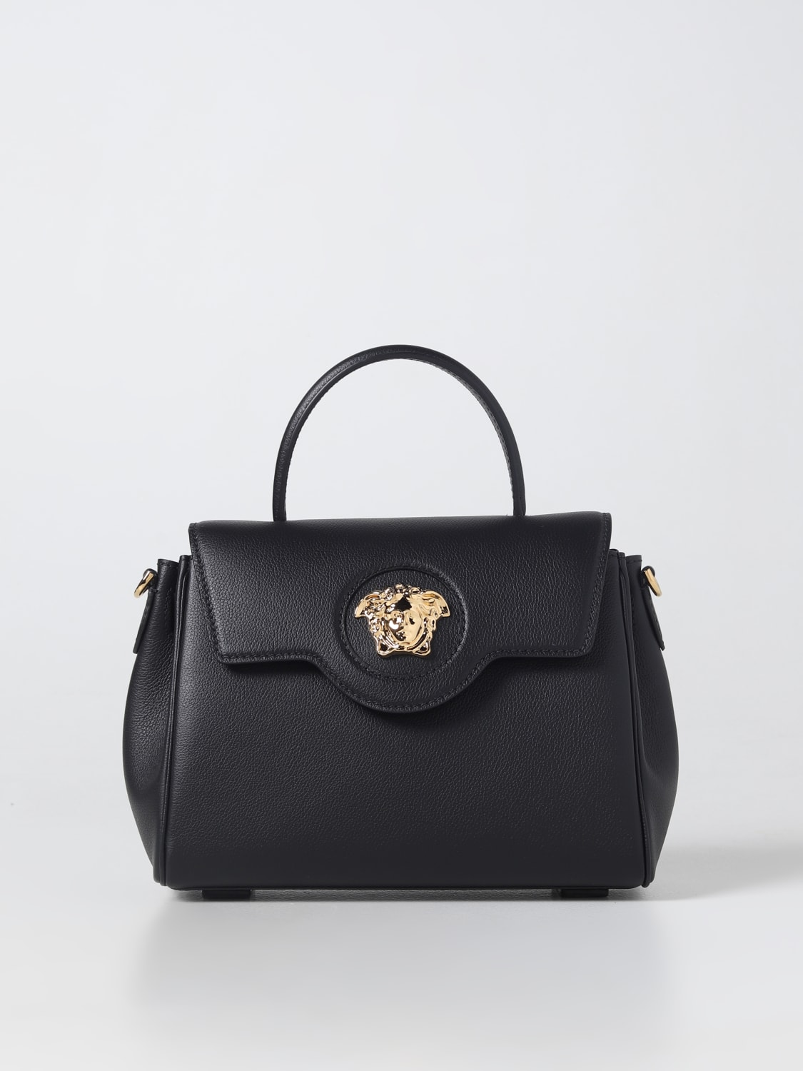 VERSACE: La Medusa bag in textured leather - Black  Versace handbag  DBFI039DVIT2T online at