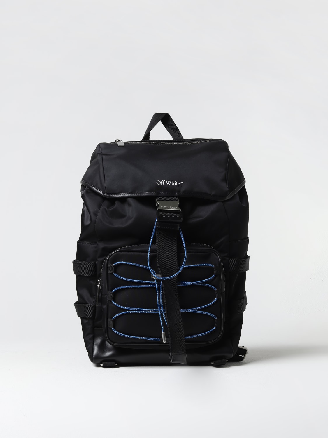 OFF-WHITE: nylon backpack with logo - Black  Off-White backpack  OMNB094F23FAB001 online at