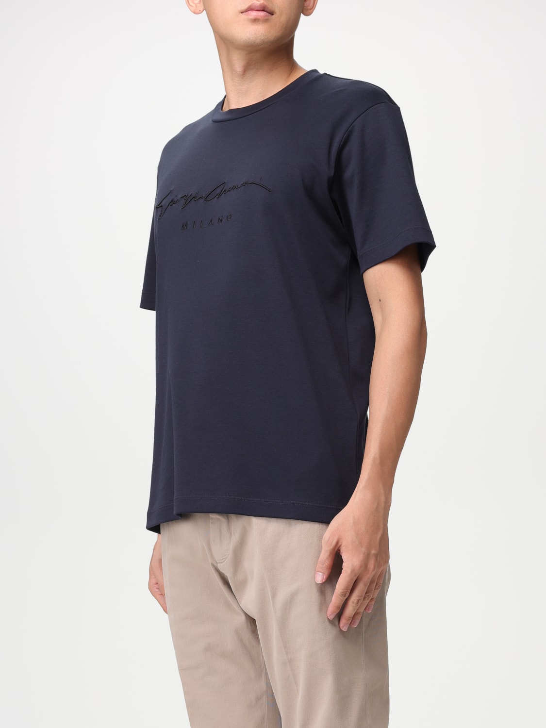 Giorgio Armani T-shirt With Logo in Blue for Men