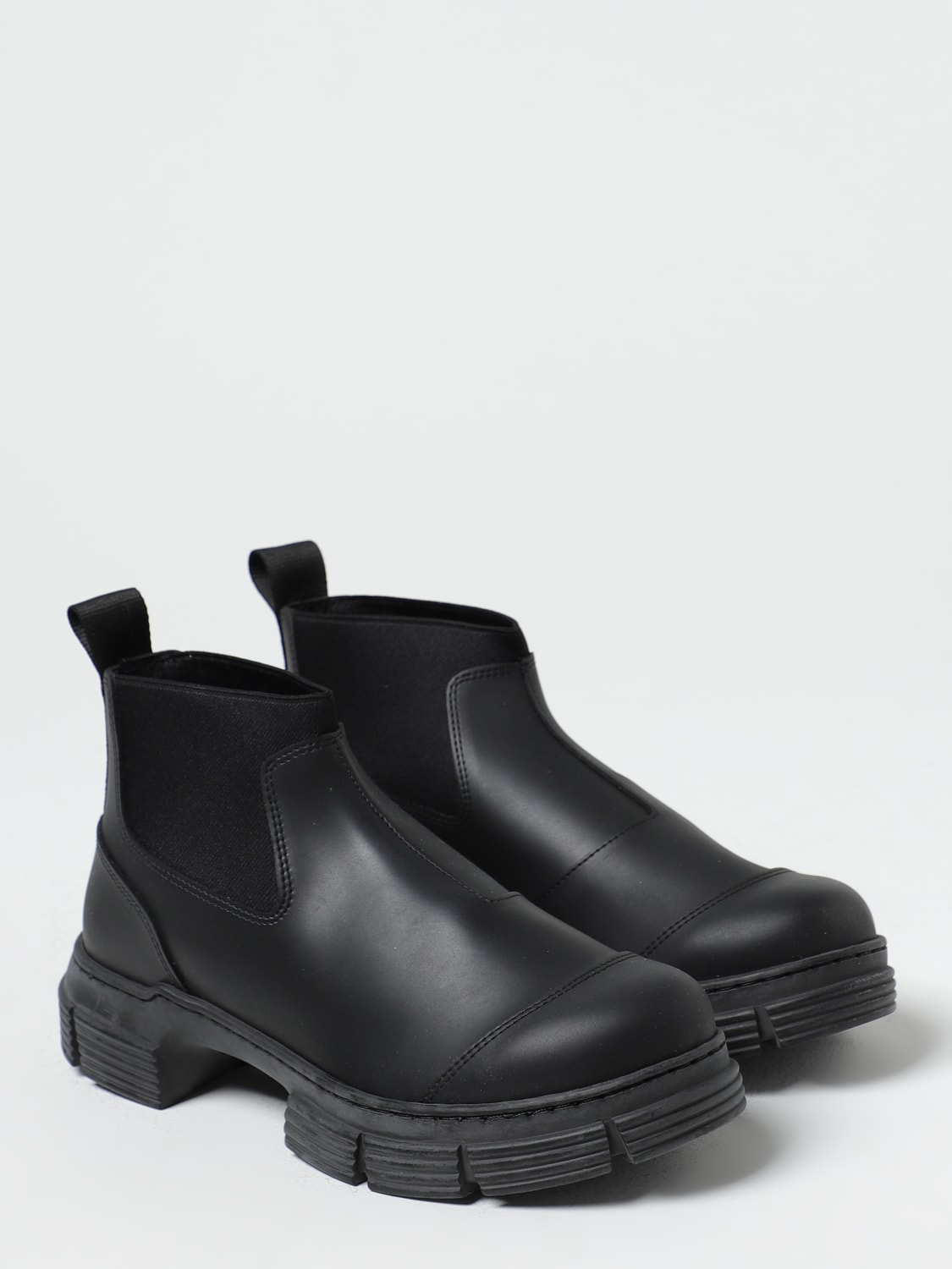 GANNI: City ankle boots in recycled rubber and fabric - Black