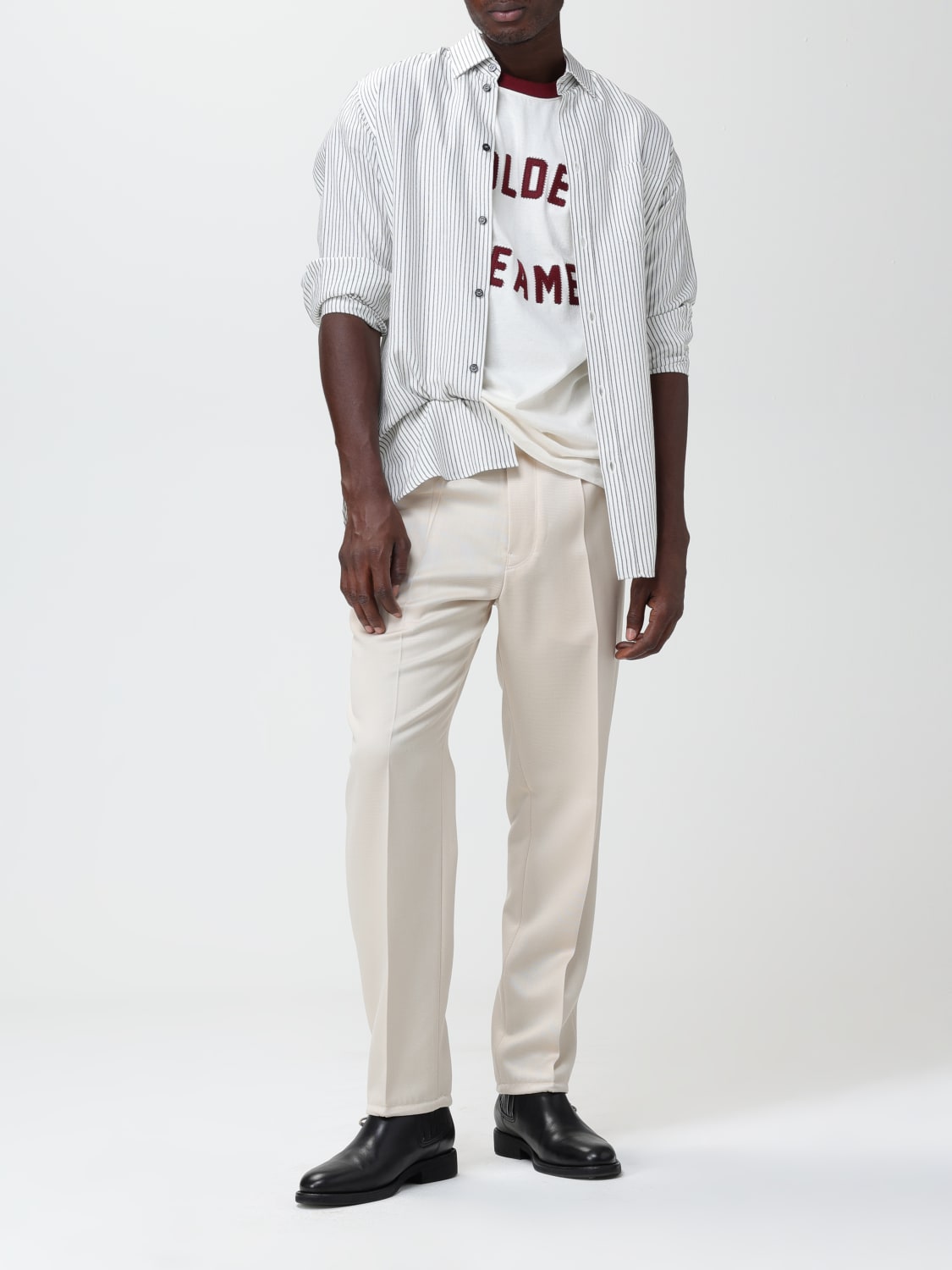 GOLDEN GOOSE: cotton T-shirt with embroidered logo - White | Golden ...