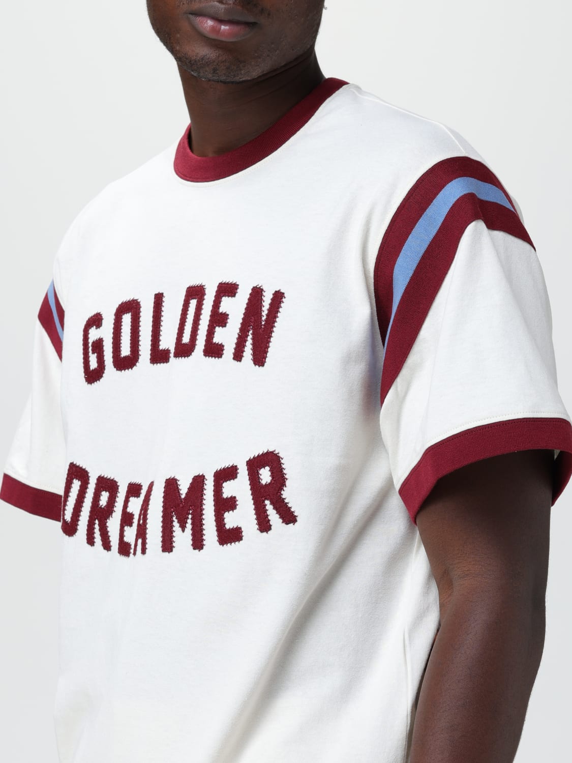 GOLDEN GOOSE: cotton T-shirt with embroidered logo - White | Golden ...