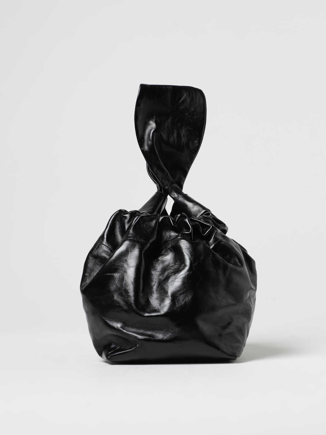 Jil Sander Leather Drawstring Bag - Black