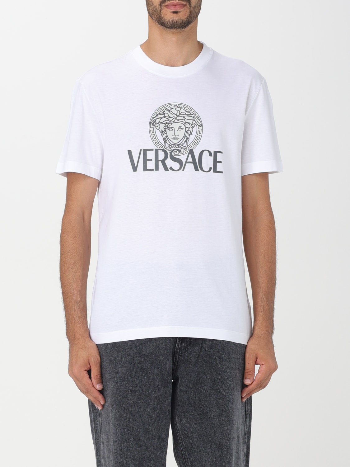 VERSACE: t-shirt for man - White | Versace t-shirt 10115041A08375 ...