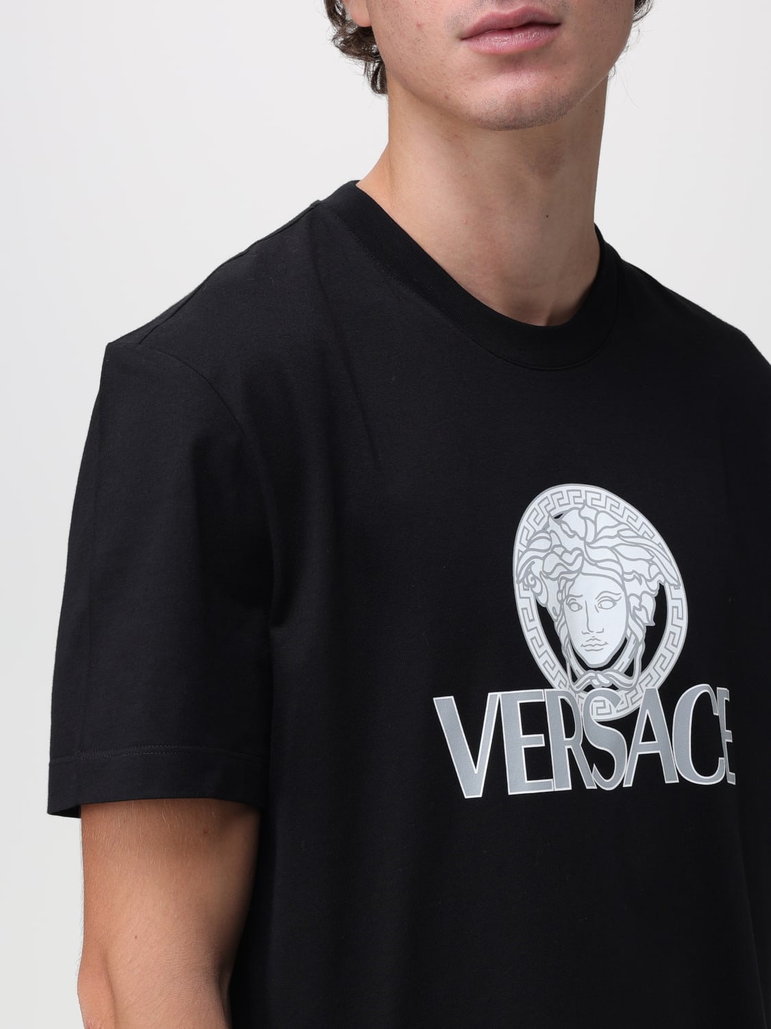 VERSACE: t-shirt for man - Black | Versace t-shirt 10115041A08375 ...