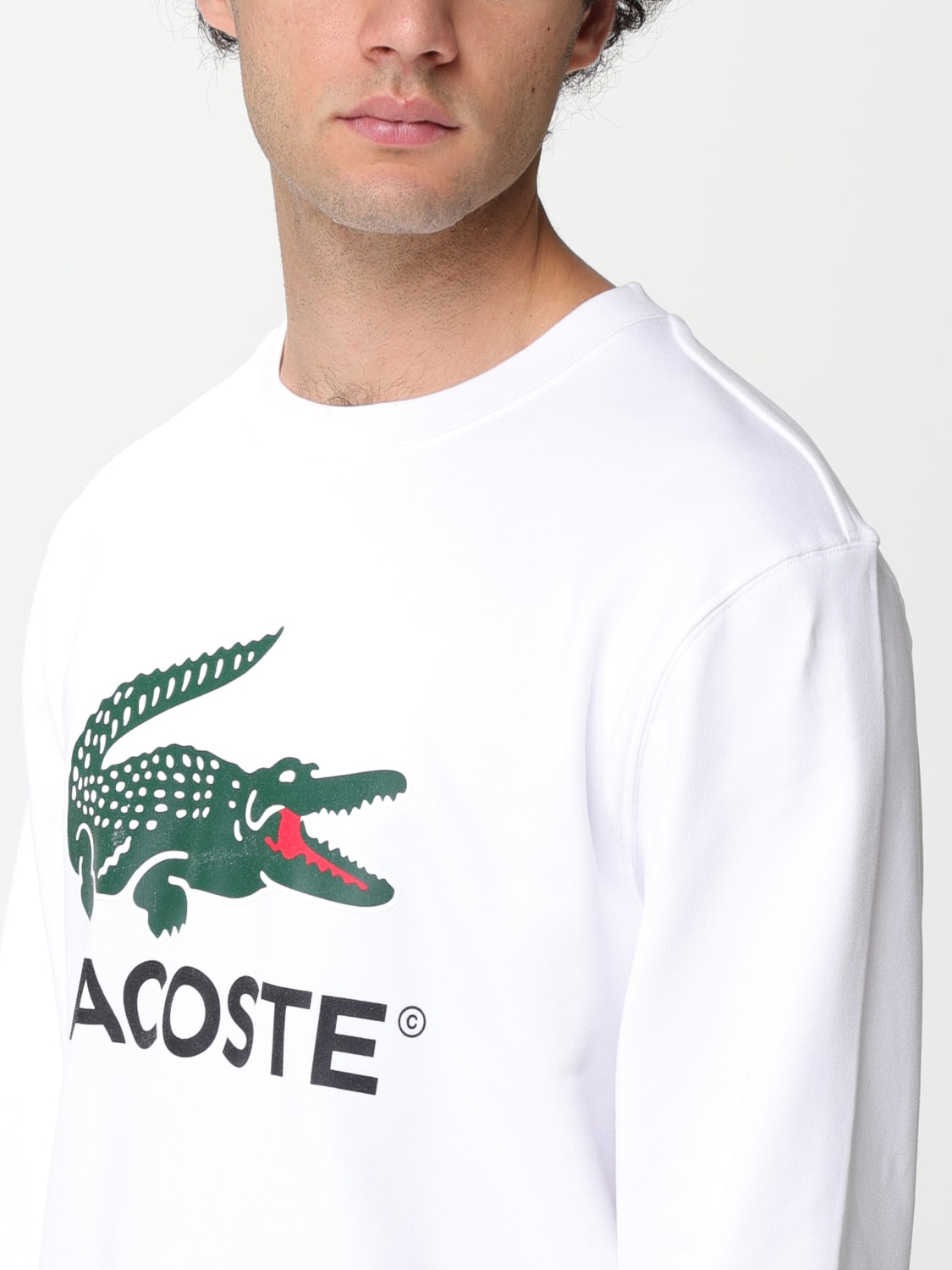 LACOSTE: sweater for man - White | Lacoste sweater SH1281 online at ...