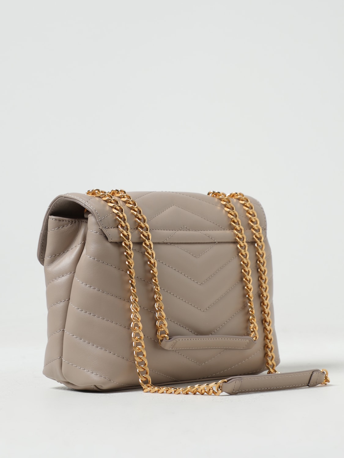 TWINSET: bag in chevron pattern synthetic leather - Dove Grey