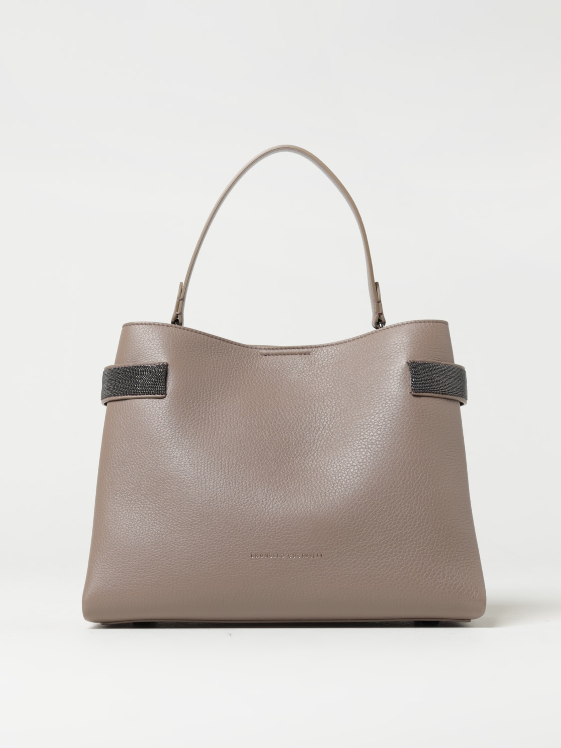 BRUNELLO CUCINELLI: bag in grained leather with monili - Ice | Brunello ...