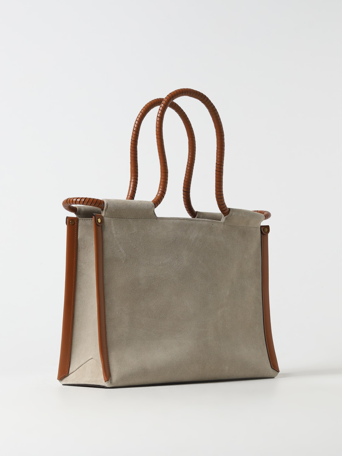 Agnes Suede Leather Tote Bag in Brown