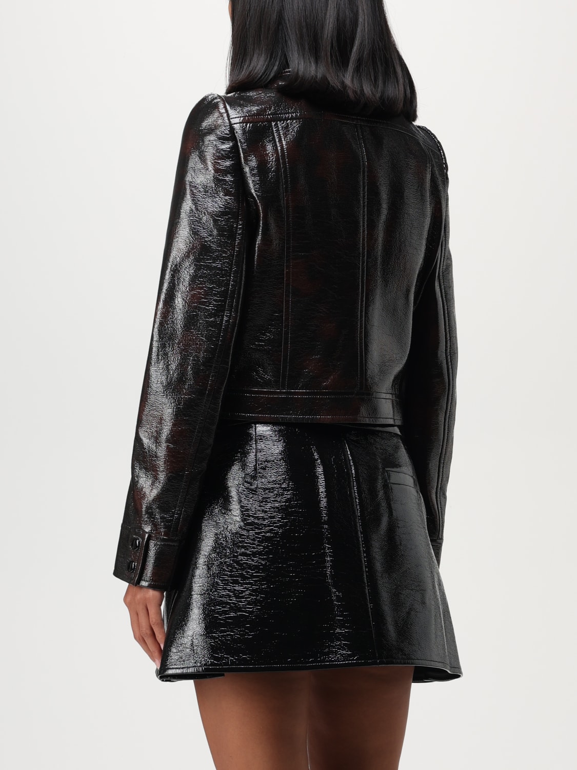 Tortoise Printed Cotton Blend Biker Jacket in Brown - Courreges