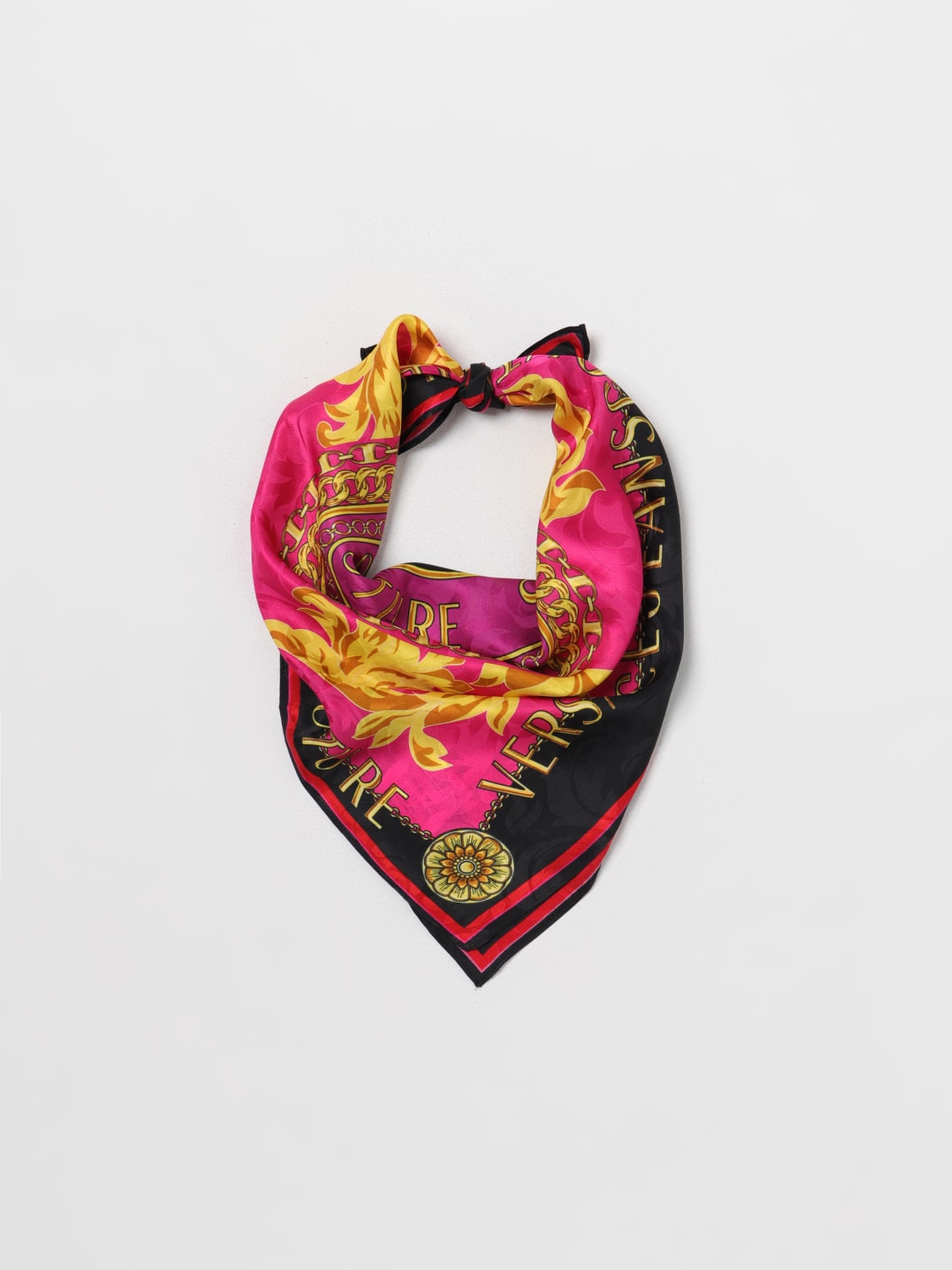 Versace Baroque Print Silk Scarf - Pink